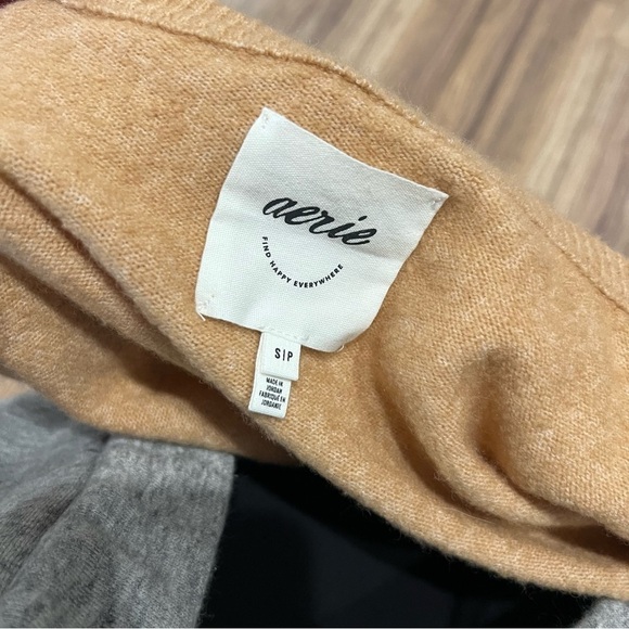 Aerie Campus Cool Crop Plush Cardigan Sweater Tan - Picture 11 of 13